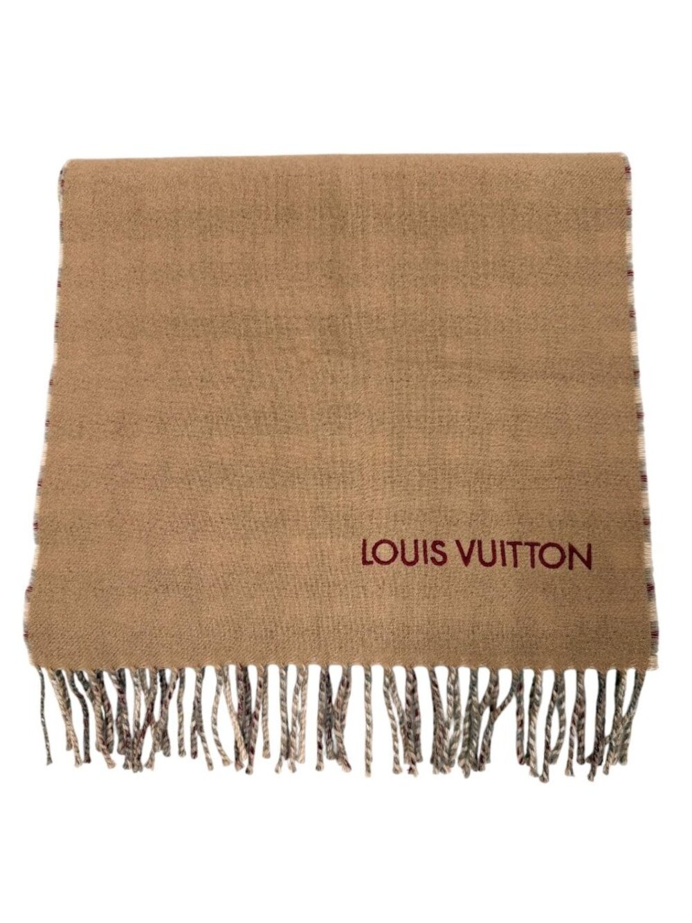 Louis Vuitton Echarpe Monogram Gradient Tartan Cashmere 100% Embroidery Scarf